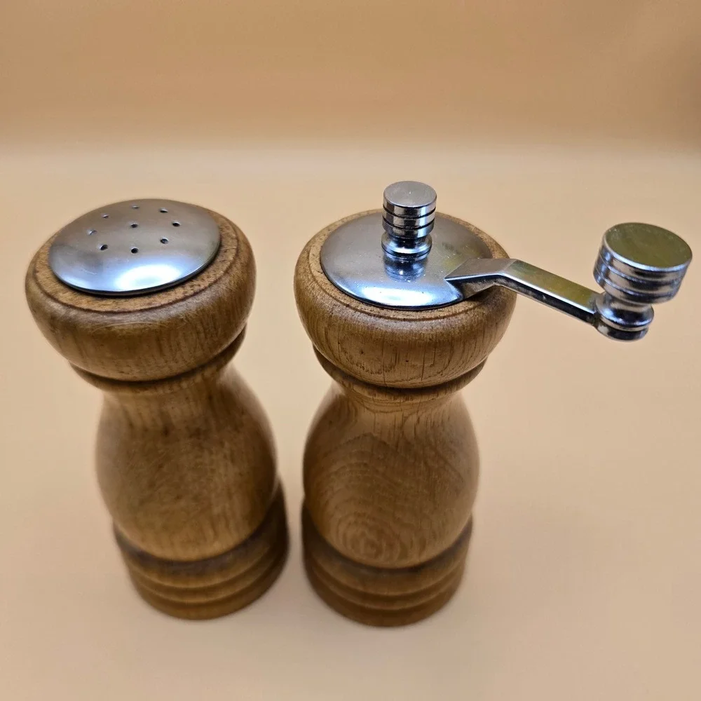 Olde Thompson Wood Salt Shaker and Pepper Mill Set with Hand Crank Made in USA